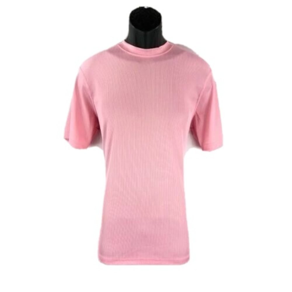 Log-in Uomo Dressy T-Shirt Pink for Men Crew Neck Ribbed Corded Size Small